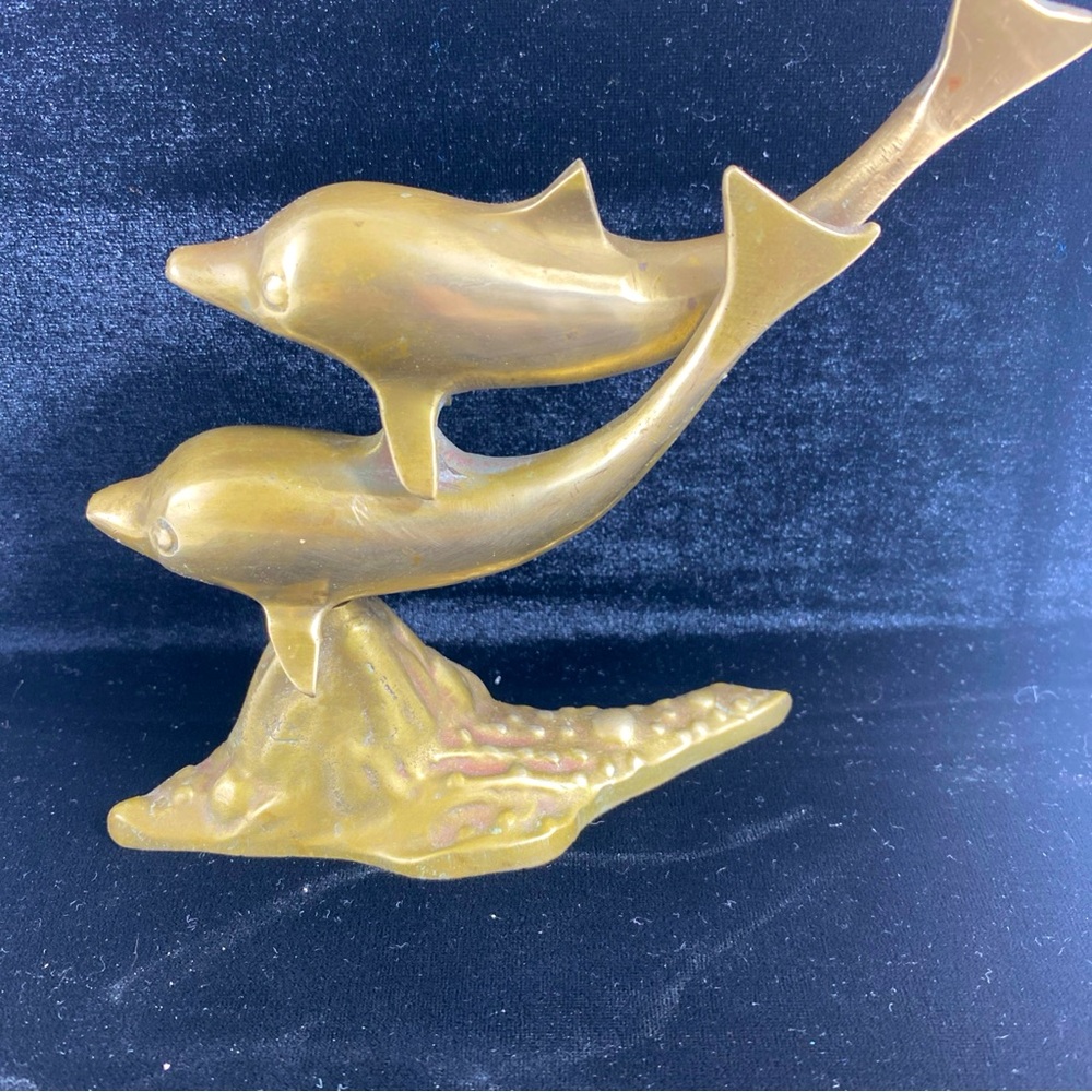 Vintage Brass Dolphin’s Figures Mid Century Art Home Decor Ocean Collectible